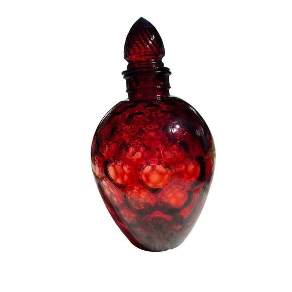 Vintage Wheaton Depression HoneyComb Red Glass Decanter Bottle 10" - Picture 2 of 7